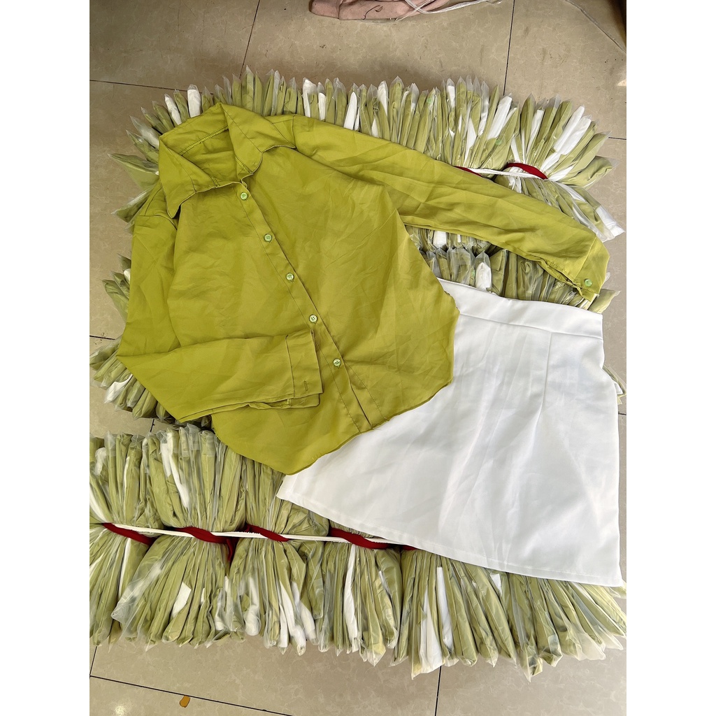 (MIỄN PHÍSHIP 2022) Set tiểu thư Hàn Quốc, Set chân váy chữ A,set bộ nữ áo sơ mi mặc đi chơi, áo sơ mi màu xanh hottrend