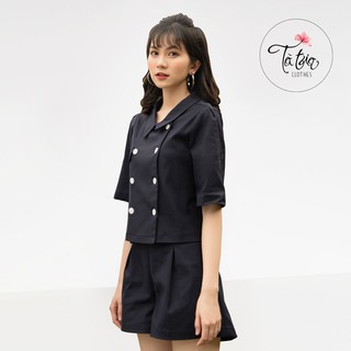 Tà Tưa Clothes Set Áo vest xanh than croptop