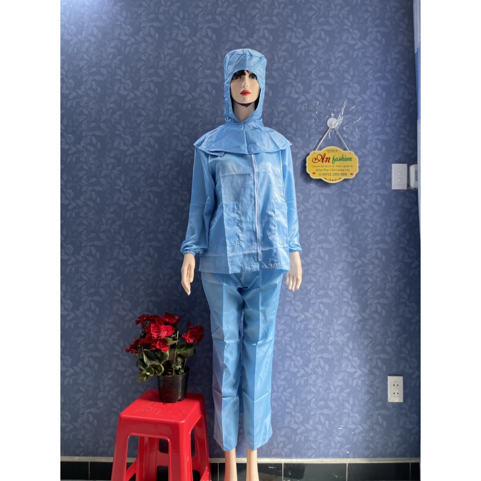 COMBO PHÒNG SẠCH CẢ BỘ (ÁO, QUẦN, NÓN) CHỐNG TĨNH ĐIỆN _ HÌNH CHỤP THẬT