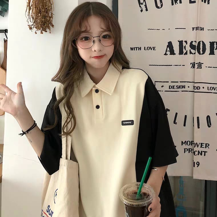 ORDER | ÁO POLO ULZZANG FORM RỘNG TAY LỬNG PHỐI 2 MÀU