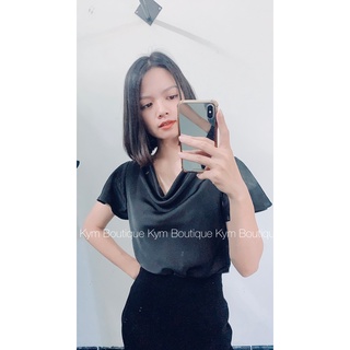 [Có size lớn] Áo lụa sơ mi áo kiểu cổ đổ nữ size lớn KYMCOCO SM03