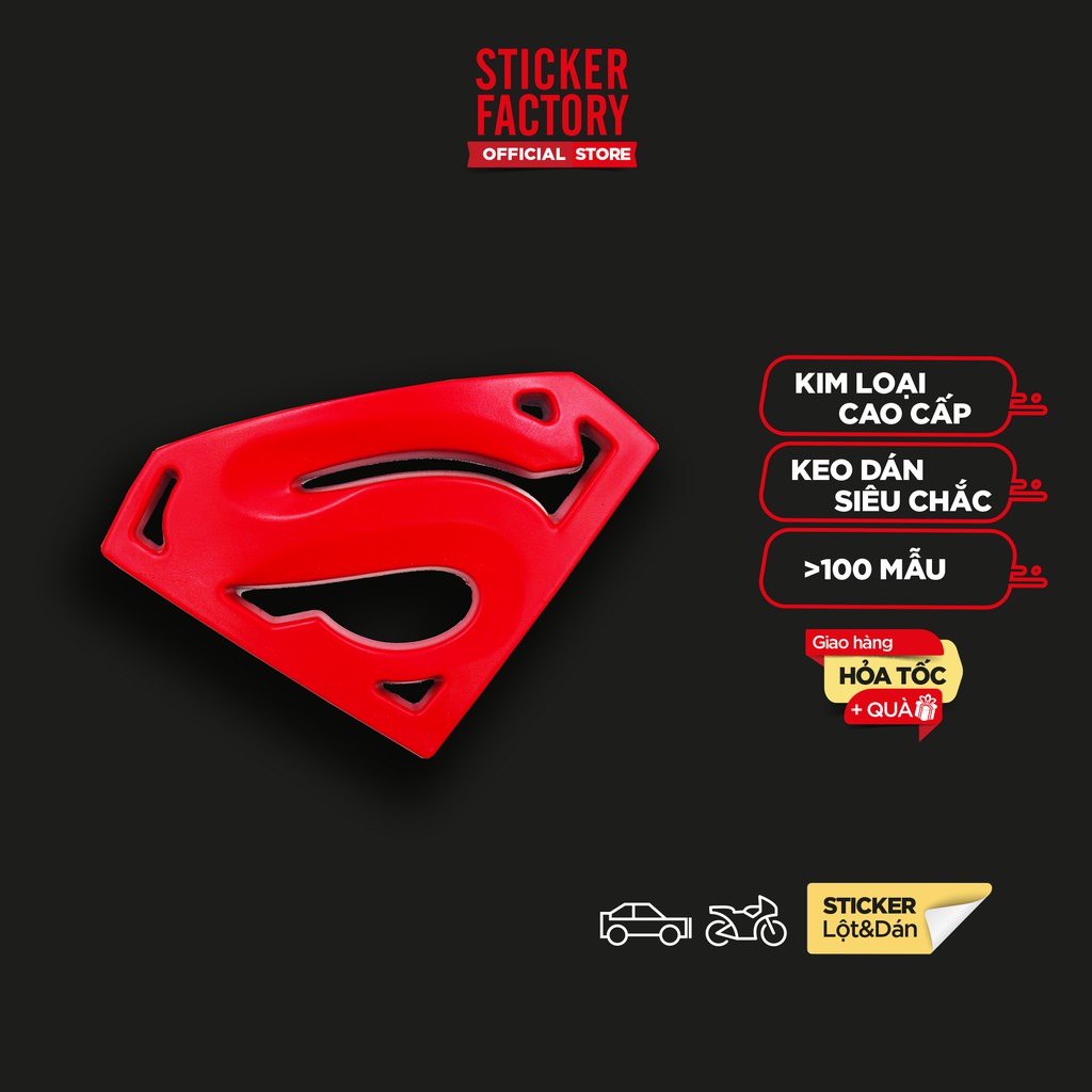 Superman size nhỏ 5x3.5cm - Sticker hình dán metal kim loại