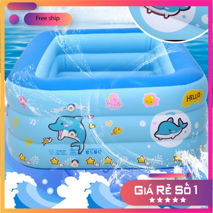 ✔️ hồ bơi phao trẻ em,Bể bơi phao trong nhà, hình chữ nhật kích thước 210cm - Bảo hành úy tín 1 đổi 1