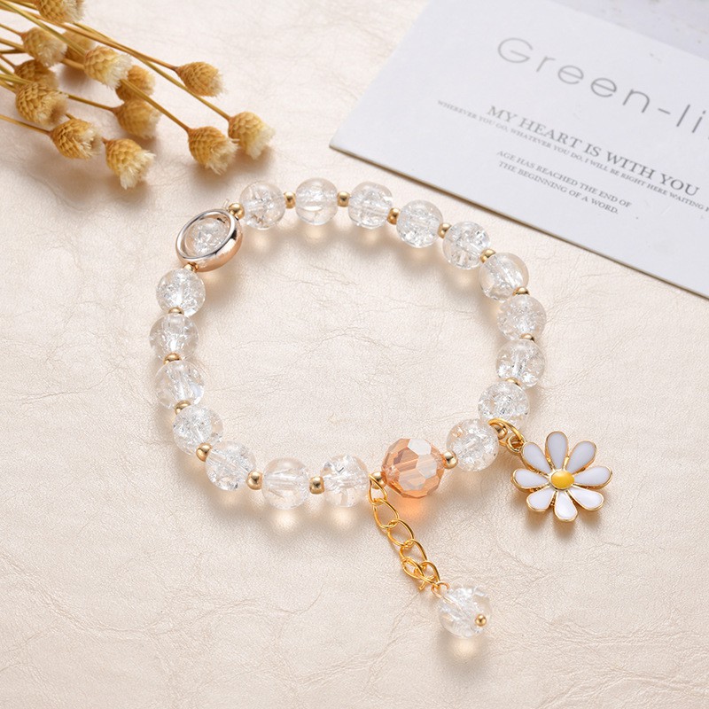 Vòng tay đính hoa cúc thời trang giá rẻ TS03, vòng tay nữ mang phong cách Hàn Quốc, làm quà tặng sinh nhật, quà lưu niệm