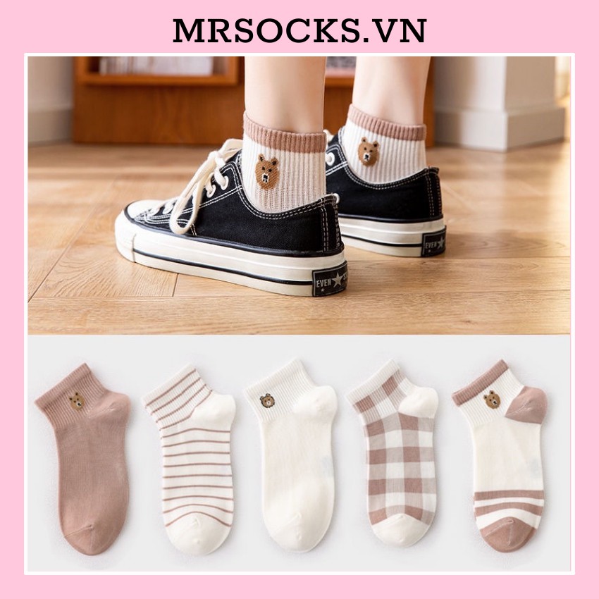 Vớ Tất Cổ Ngắn GẤU NÂU freesize nam nữ hàng loại 1 bao đổi trả MRSOCKS - VN014