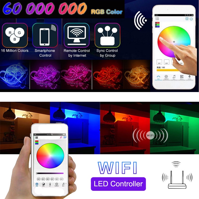 Dây Đèn Led Sáng Nhấp Nháy Theo Nhạc Dài 5 Mét Có Điều Khiển Qua Điện Thoại Bluetooth Led Rgb 5050 Nhiều Màu Sắc