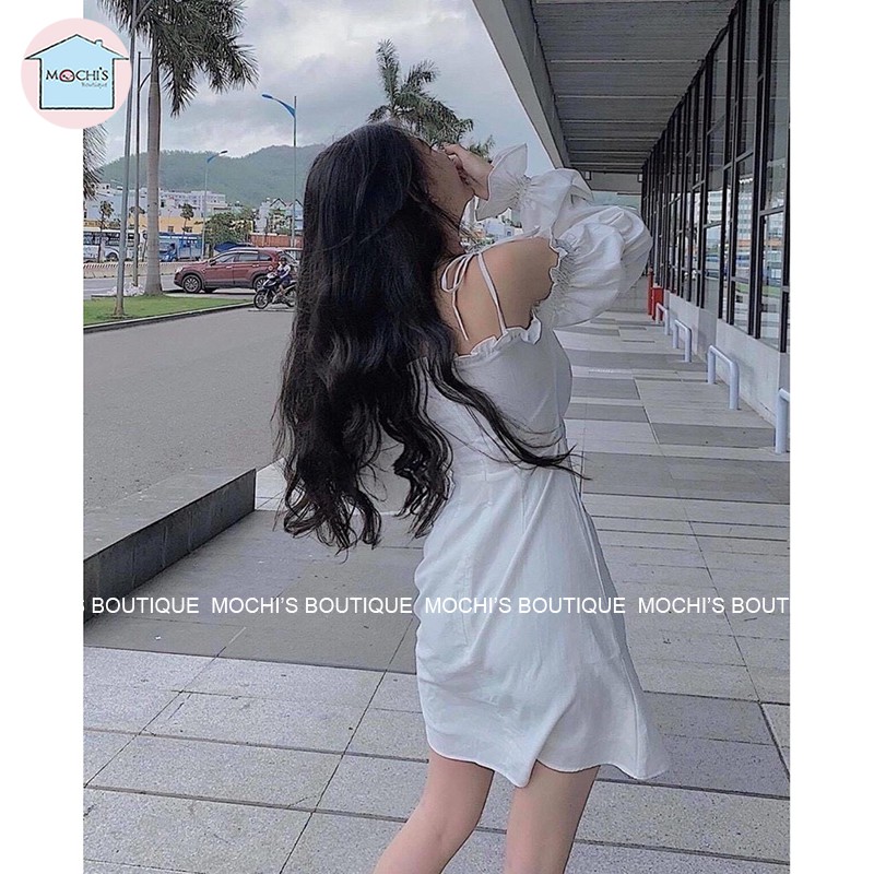 Váy đầm nữ trễ vai tay phồng bánh bèo nữ tính, 2 màu cơ bản,mẫu váy đầm nữ xòe có sẵn đệm ngực tiện lợi - M017 | BigBuy360 - bigbuy360.vn