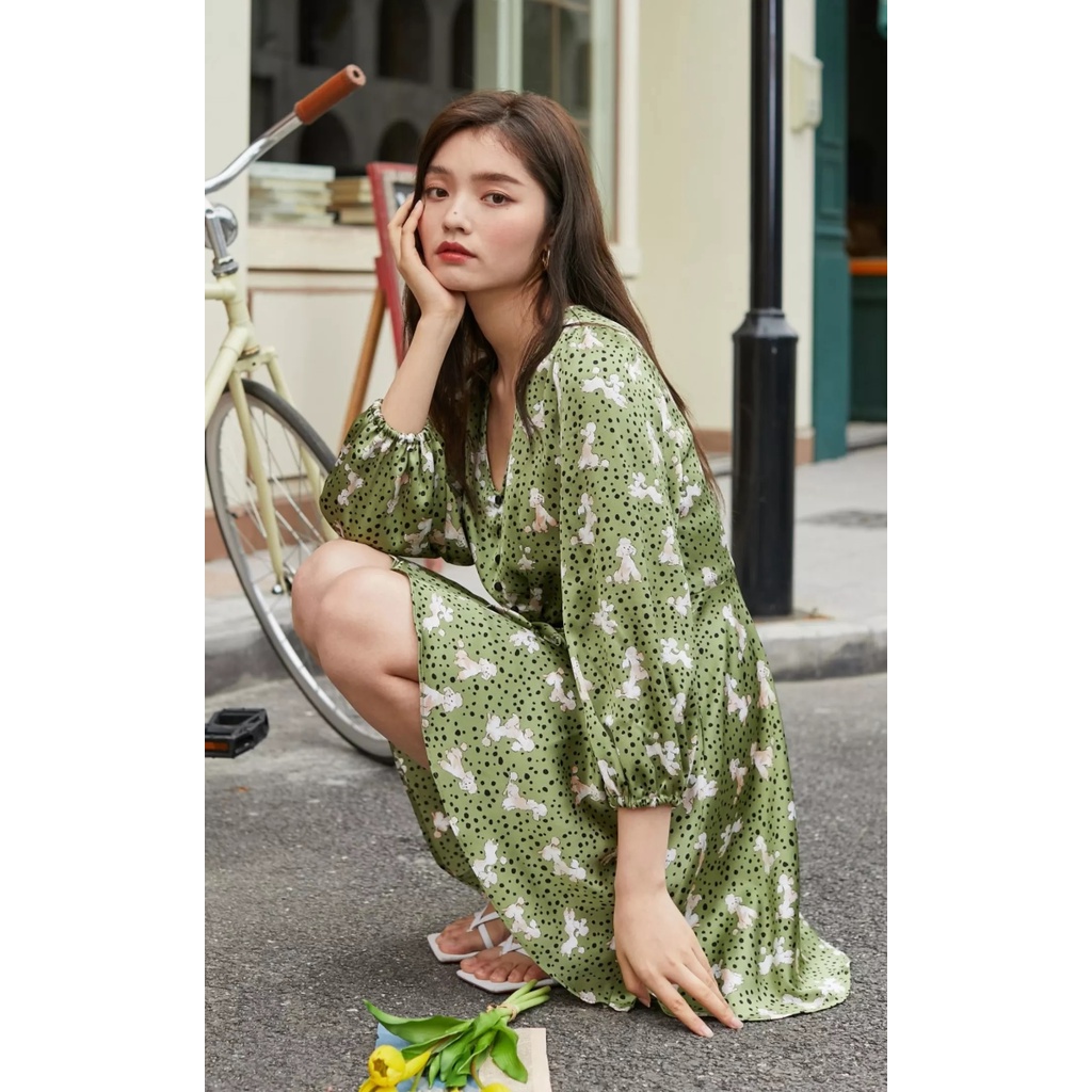 Vero Moda Đầm Chữ A Thắt Eo In Họa Tiết Hoạt Hình tay lỡ 3/4 Cho Nữ 32127C002