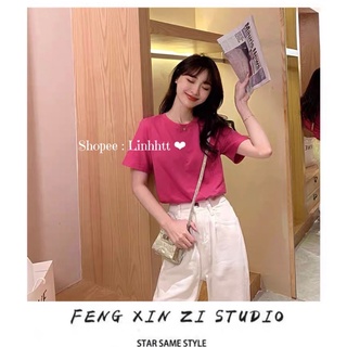 Áo thun trơn cotton basic cổ tròn Áo thun trơn form rộng