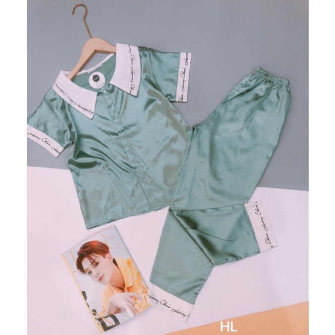 Bộ đồ ngủ pijama lụa satin ,đồ mặc ở nhà cộc tay quần dài cổ lá tiểu thư xinh xắn ,mềm mịn | BigBuy360 - bigbuy360.vn