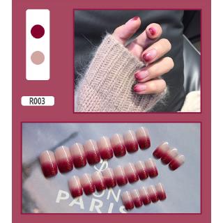 Hộp 24 móng tay giả màu đỏ gradient R003