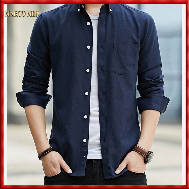 Áo sơ mi nam dài tay dáng ôm hàn quốc vải dày dặn thấm hút mồ hôi SM01