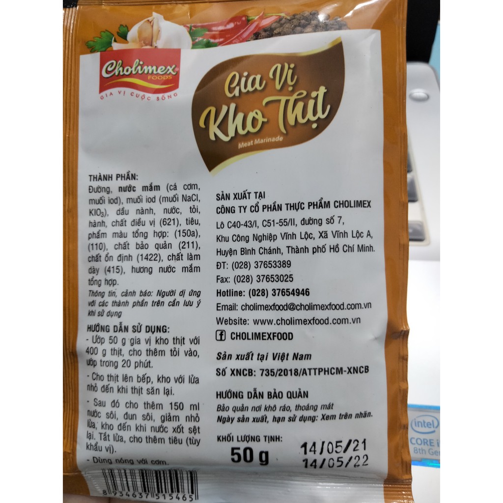 Gia vị kho thịt Cholimex, gói 50g