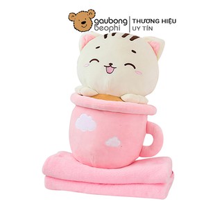 Gối Mền Mèo Cốc Cao Cấp Gấu Bông Béo Phì