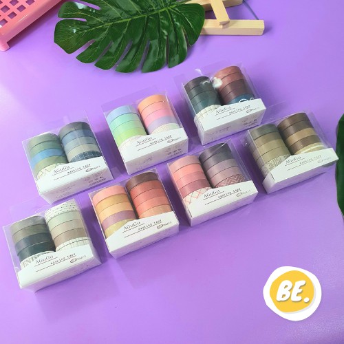 Washi Tape Basic Color cực đẹp Agugu 10 cuộn Be Tiny Be Tiny