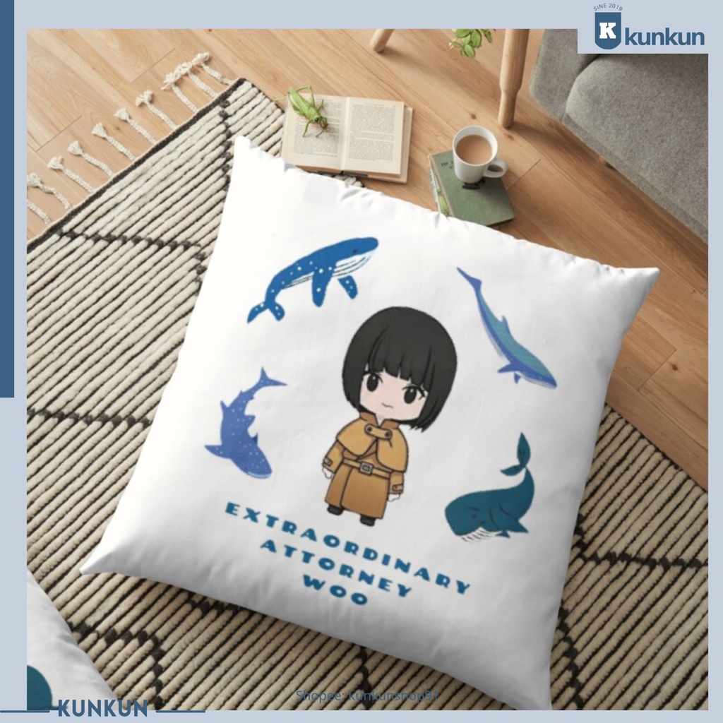 Gối Vuông In Hình Phim Nữ Luật Sư Kỳ Lạ Woo Young Woo, Park Eun Bin, Kang Tae Oh Gối K Drama
