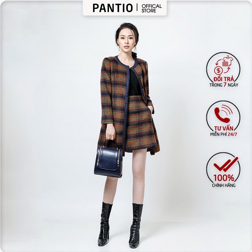 Chân váy dạ chất dày hoạ tiết caro FJN9381 - PANTIO