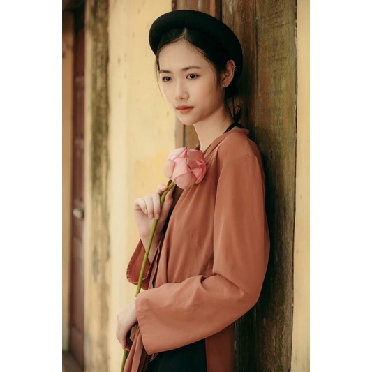 set tứ thân nâu kèm mấn