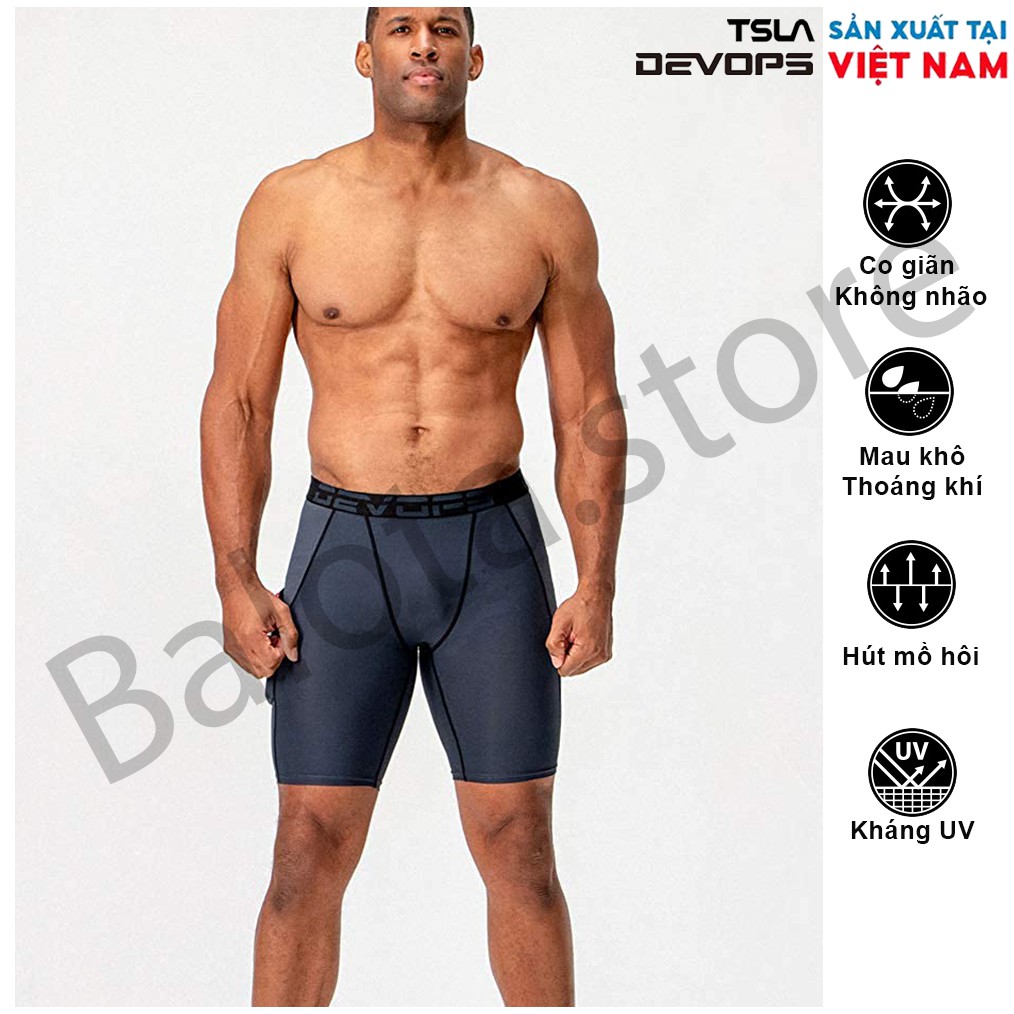 Quần legging nam Devops ngắn có túi phù hợp cho các môn chạy bộ, đạp xe, tập tạ, yoga, gym fitness và đá bóng… | BigBuy360 - bigbuy360.vn