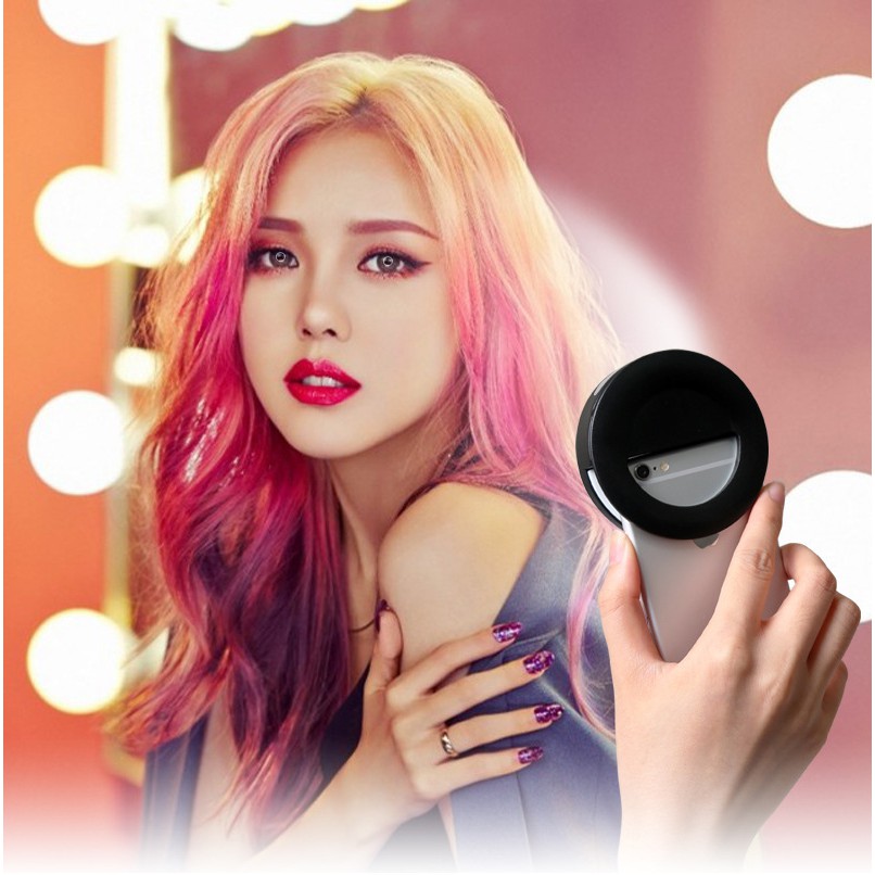 Đèn LED Tròn Kẹp Điện Thoại Hỗ Trợ Chụp Ảnh Selfie Có Thể Sạc