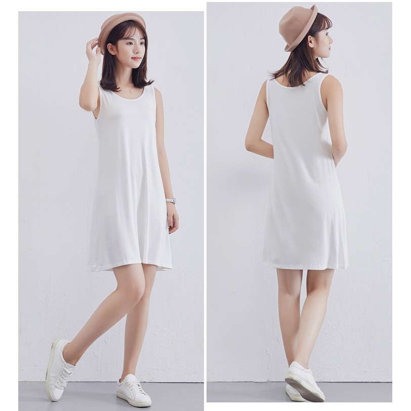 Đầm nữ thun cotton form rộng đầm suông sát nách nhẹ nhàng mặc nhà vô cùng thoải mái