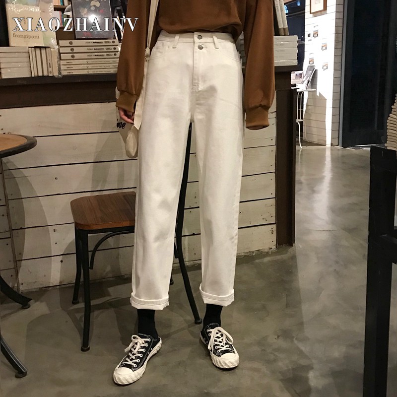 Quần Denim Xiaozhainv Ống Suông Lưng Cao Dáng Rộng | BigBuy360 - bigbuy360.vn