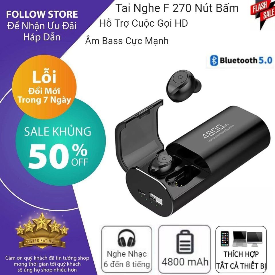 Tai Nghe Không Dây Bluetooth Amoi F270 Bản Cảm Ứng Bluetooth 5.0 cho Android/Ios/Samsung/Oppo/
