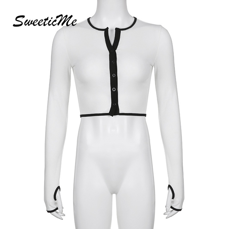 Áo Thun Tay Dài Dáng Ôm Màu Sắc Tương Phản Thời Trang   Dành Cho Nữ