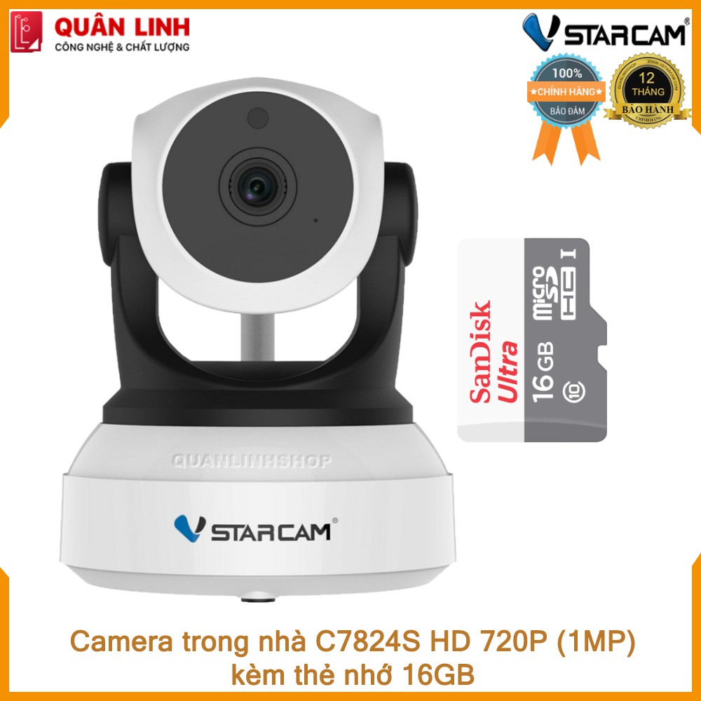 Camera Wifi IP Vstarcam C7824 HD 720P kèm thẻ nhớ 16GB | BigBuy360 - bigbuy360.vn