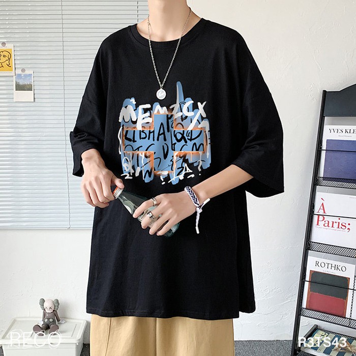 Áo thun, phông nam nữ Hàn Quốc cao cấp dáng rộng tay lỡ T-Shirt Loose R3TS43 Unisex