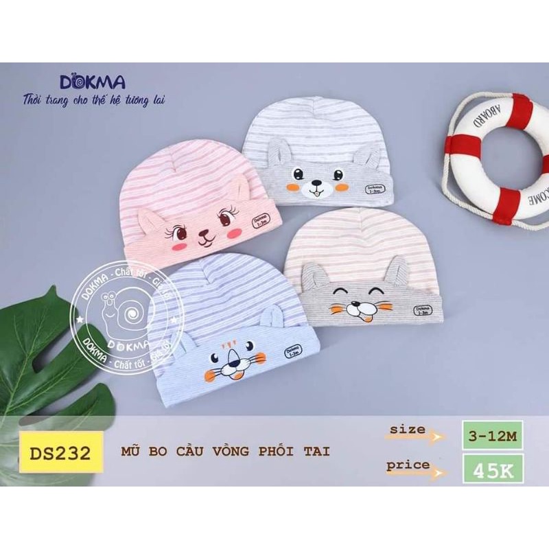Mũ bo cầu vồng phối tai Dokma size 6m-18m