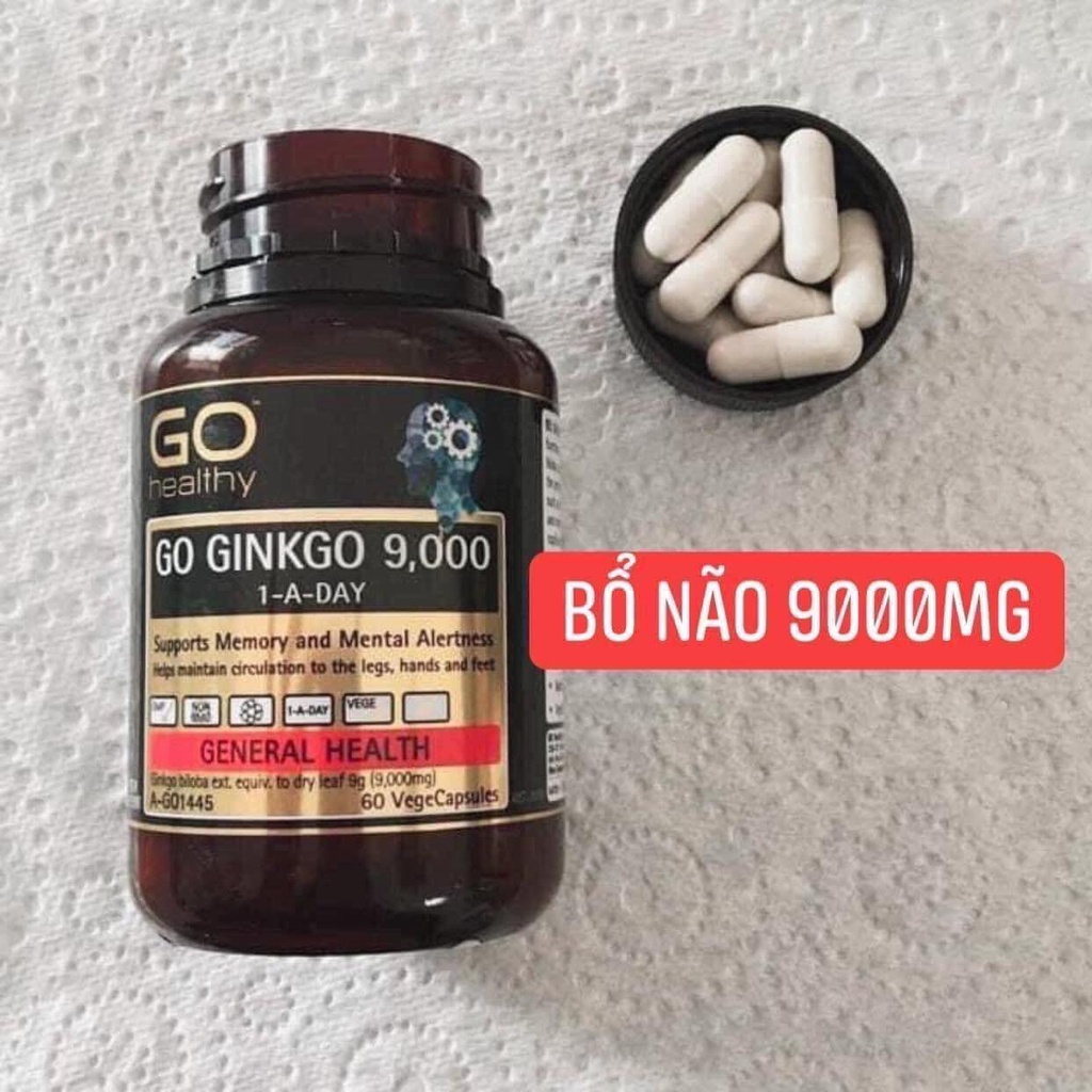 Viên Uống Bổ Não GO GINKGO BILOBA 9000 Hàng Úc đủ bill