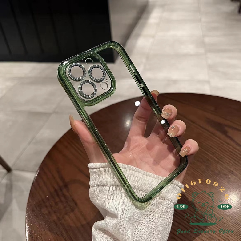 Ốp Điện Thoại PC acrylic Trong Suốt Cao Cấp Viền Kim Tuyến Chống Rơi Mới Cho Iphone 13 12 11Pro Max