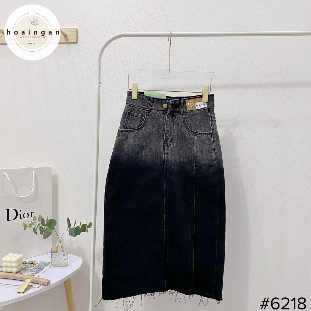 Chân váy bò nữ loang khói xẻ tà cao dáng dài