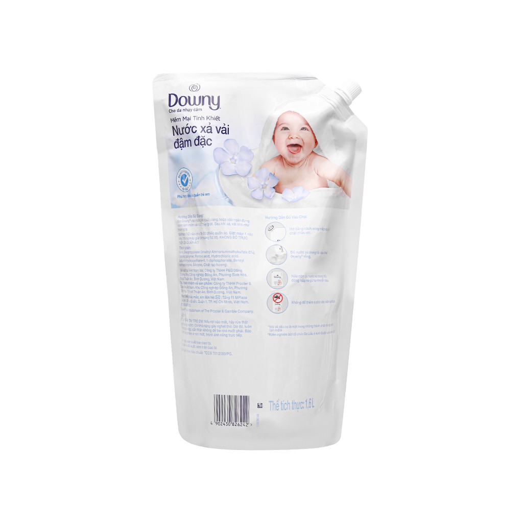 Nước xả cho bé Downy cho da nhạy cảm dịu nhẹ túi 1.6 lít