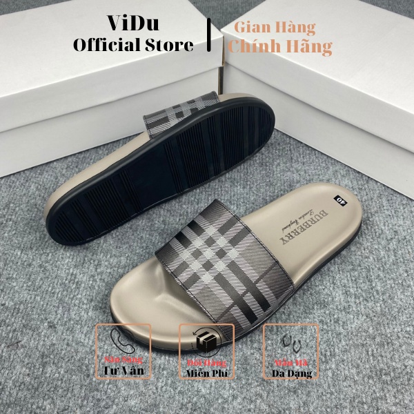 Dép nam thời trang Burberry ViDu 21153 màu mới quai kẻ hai màu  đế cao su đúc cao cấp, đi êm chân