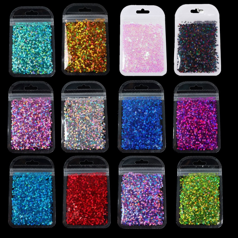 [Hàng mới về] Túi kim sa 12 màu holographic lấp lánh hình bướm/ngôi sao dùng làm đồ thủ công bằng nhựa resin epoxy