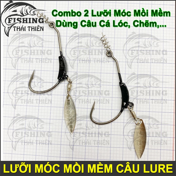 Combo 2 Lưỡi Móc Mồi Mềm Câu Lure Có Thìa Chì Lưỡi Mustad Chuyên Dùng Lure Cá Lóc, Chẽm, Tráp, Mú