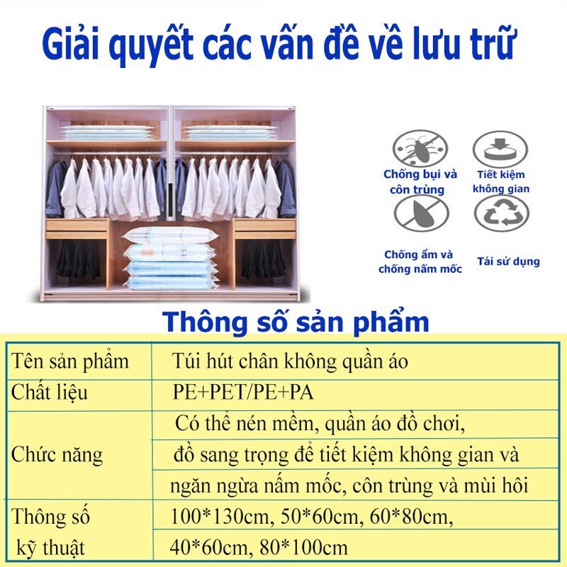 [Mã LIFE15820K giảm 10% đơn 59K] Túi hút chân không đựng quần áo, túi chân không đựng chăn loại dày Oron