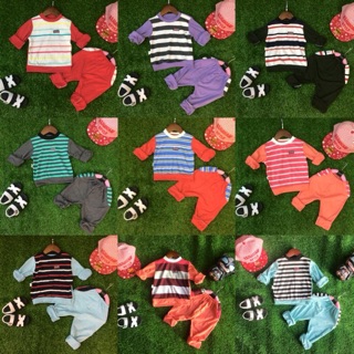 Combo 3 bộ cotton dài tay cho bé trai và bé gái