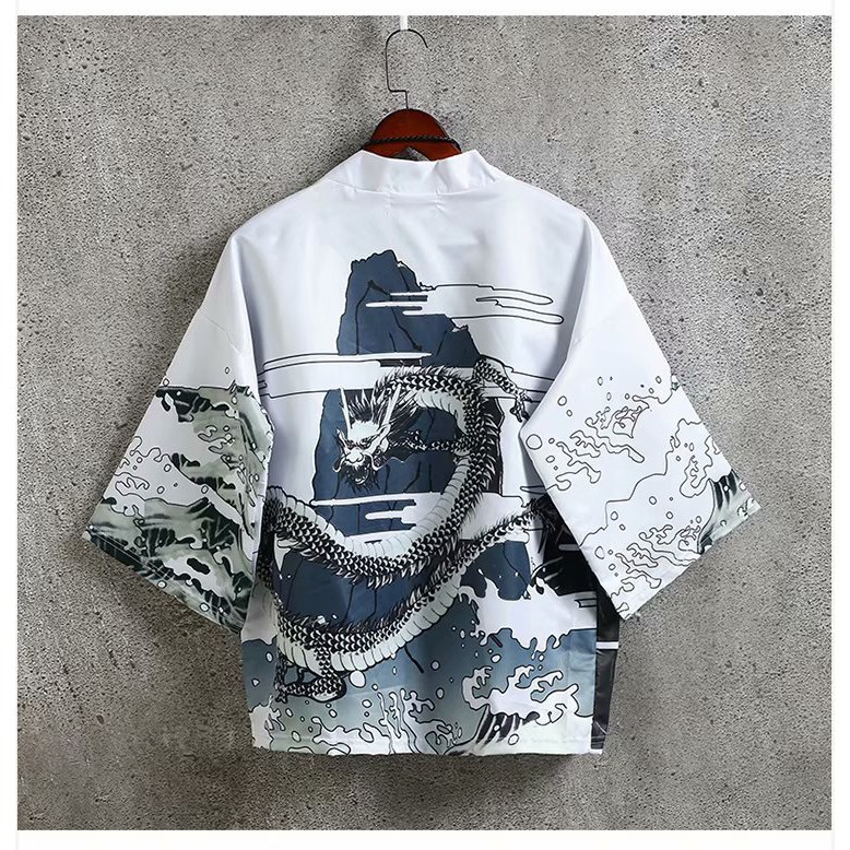 Kimono Haori Happi RỒNG CÁ CHÉP HẠC SẾU  phong cách Harajuku Nhật Bản Áo khoác kimono nam cực chất làm áo lớp áo nhóm | BigBuy360 - bigbuy360.vn