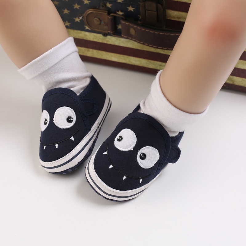 Giày Vải Cotton Chống Trượt In Hình Mặt Động Vật Hoạt Hình Dễ Thương Cho Bé Sơ Sinh