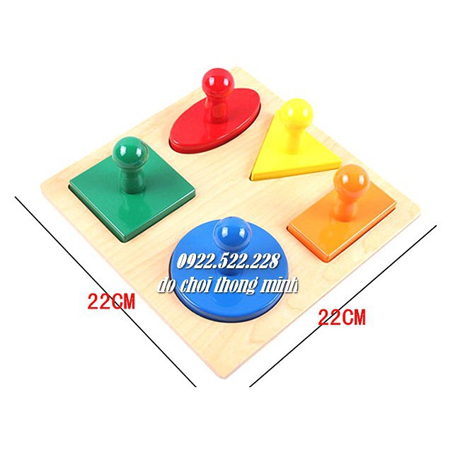 Bộ 5 hình cơ bản - loại dày - Giáo cụ Montessori 0 - 3 tuổi