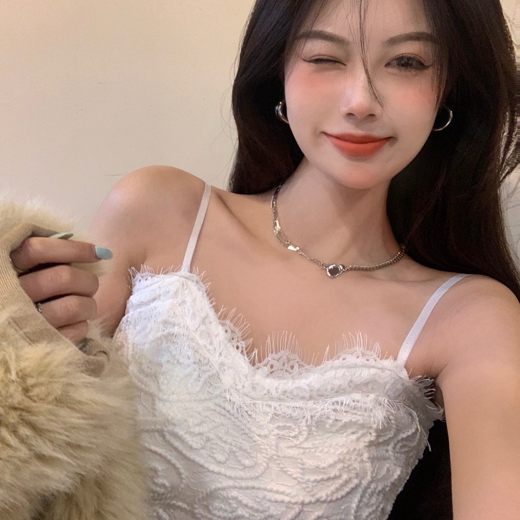 Áo hai dây XIAOZHAINV phối ren thời trang quyến rũ cho nữ