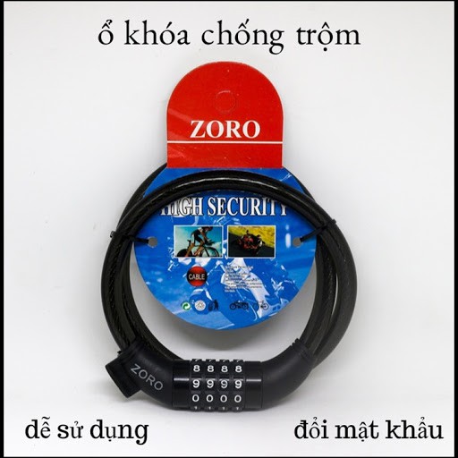 Ổ khóa dây số 80CM ZORO chính hãng - Ổ khóa xe máy chống trộm cực chắc chắn