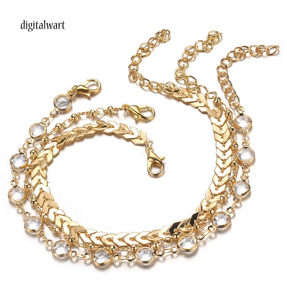 Vòng đeo chân kiểu xương cá đính đá pha lê | BigBuy360 - bigbuy360.vn