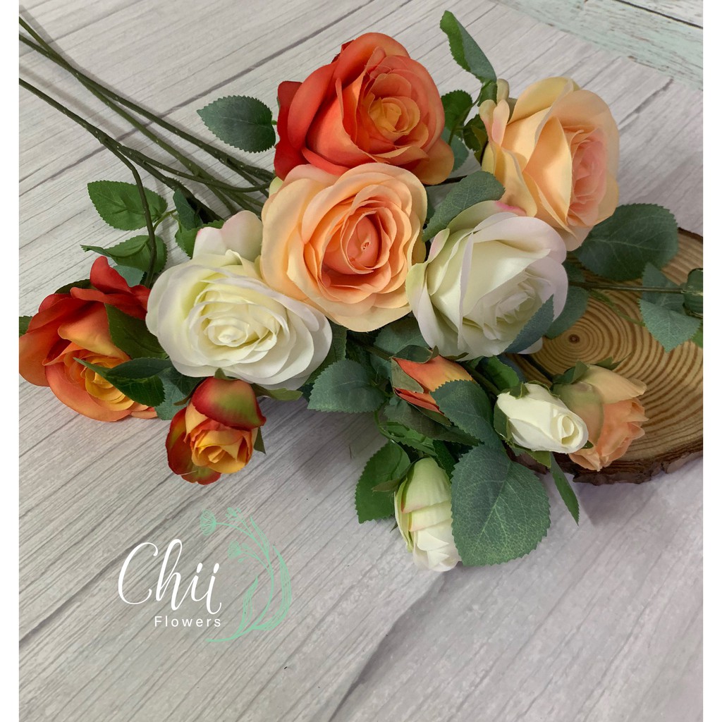 Hoa giả hoa lụa - Hoa hồng Ecuador nhập khẩu cao cấp Hà Nội trang trí nội thất đẹp Chiiflower CH58