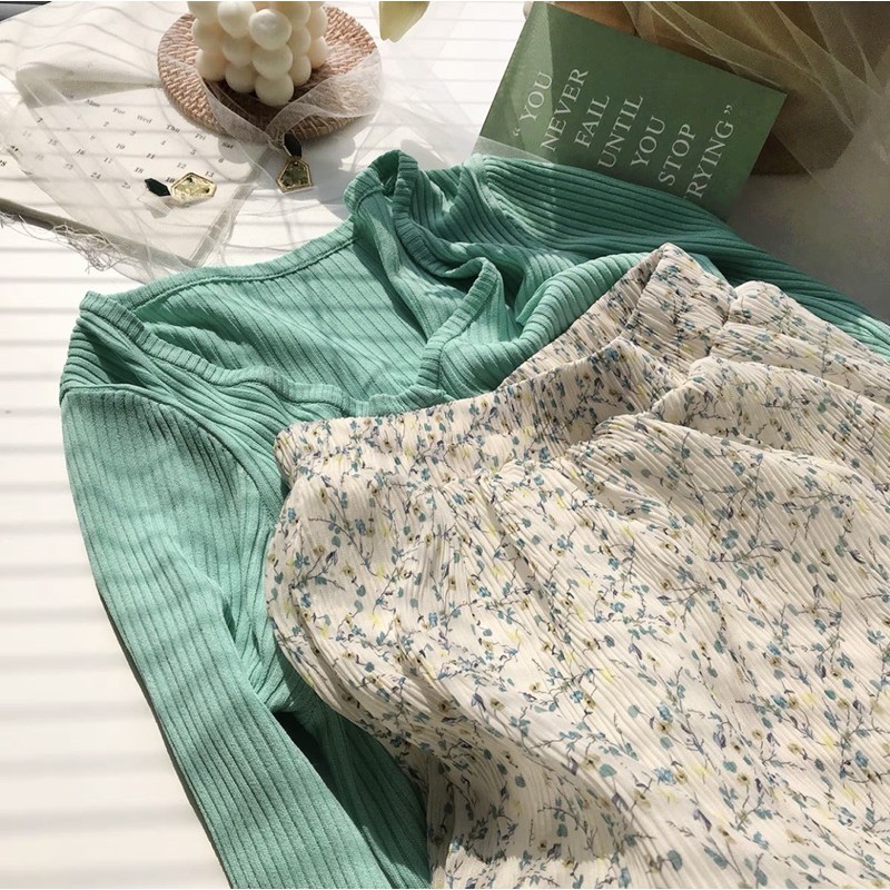 [ẢNH THẬT] Chân Váy Hoa Nhí Xếp Ly Pastel Vintage Có Sẵn Siêu Xinh (Bảng Màu Mới) | BigBuy360 - bigbuy360.vn