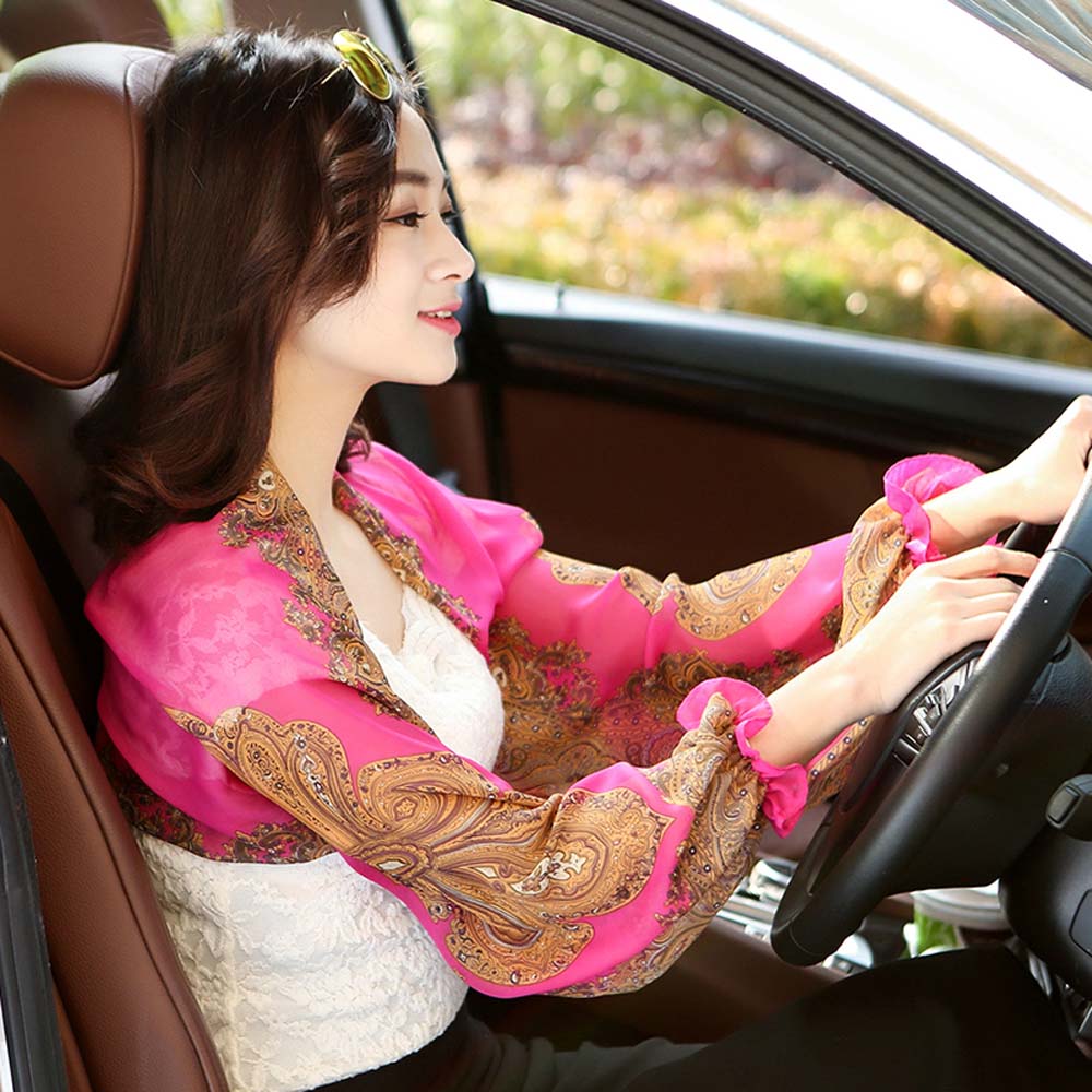 Áo choàng cánh tay voan họa tiết hoa thanh lịch cho nữ