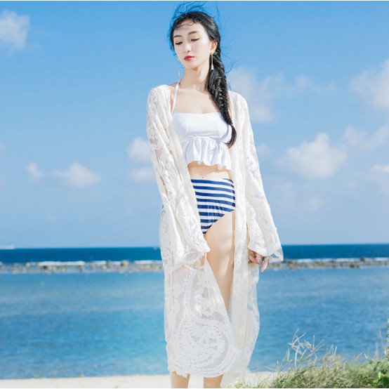 Áo kimono cadigan lưới mỏng cotton áo choàng đi biển | BigBuy360 - bigbuy360.vn